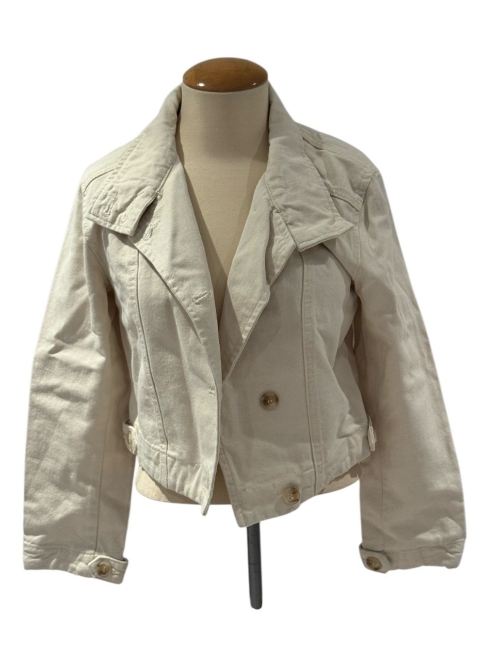 CURRENT AIR LOS ANGELES (ANTHROPOLOGIE) cream denim jacket - size xs